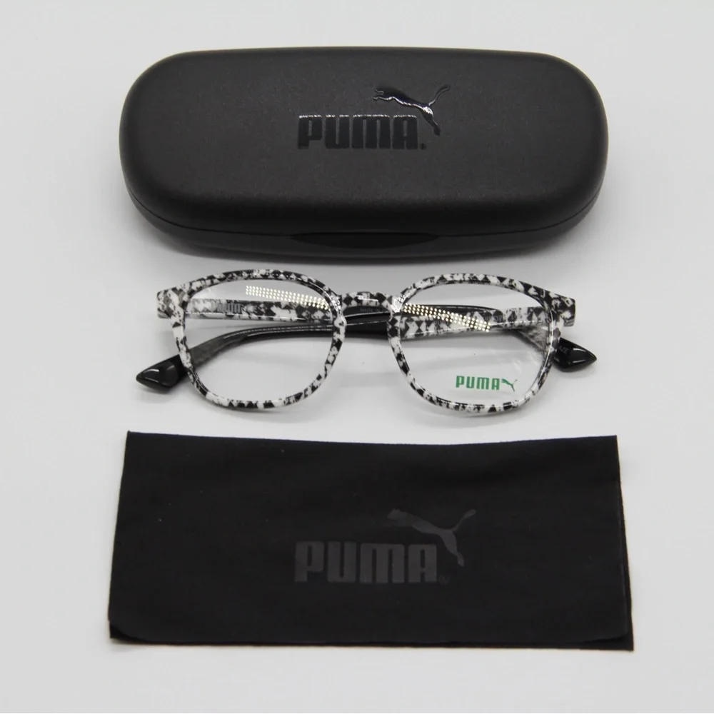 NEW PUMA PU0118O 001 BLACK WHITE EYEGLASSES PUMA PU01180
